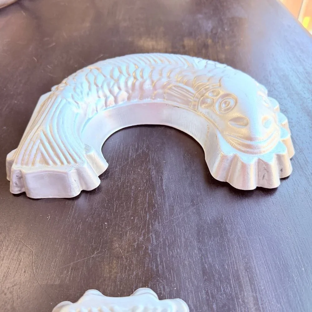 Pair Vintage Aluminum Fish Koi Gelatin‎ Molds Kitchen Decor